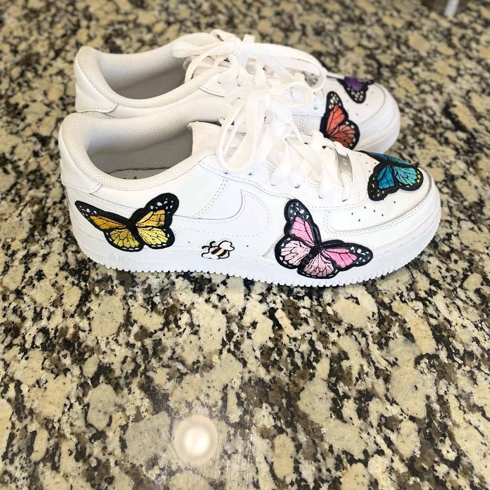 Custom Nike All White Air Force 1 Boys Sz 7 Women Sz 9